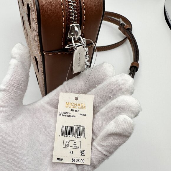 Michael Kors Jet Set Large Open Luggage Brown East West Crossbody 32S4SJ6C7P NWT - Picture 9 of 16